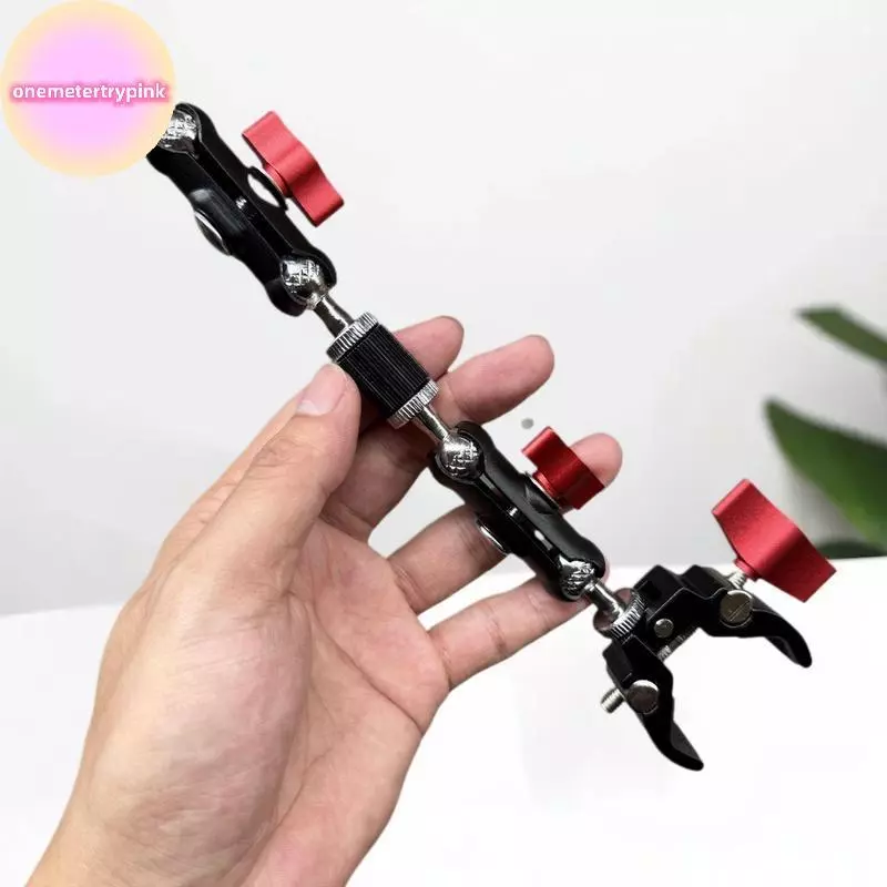 ONEPINK กล้องโลหะ Super Clamp 1 ชุดพร้อมหัวบอลคู่ Magic Arm ตัวยึดแบบยืดหยุ่นแบบปรับได้สําหรับการถ่ายภาพจอภาพ