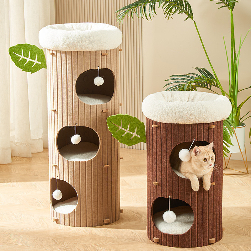 ฤดูหนาว Warm Cat Scratch Board Barrel Multi-Layer Tree Hole Cat Tree One Cat Climbing Frame Cat Litt