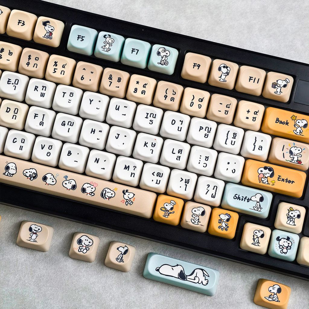 Thai Keycap MAIMOOO Snoopy Keycap 120 คีย์ MOA Profile PBT Dye-sub Ajazz AK820 Aula F75 F99 น่ารัก S