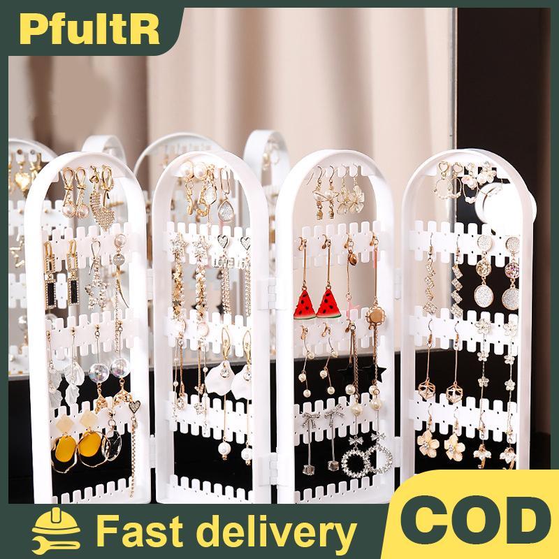 Null ชั้นวางเครื่องประดับแบบพับได้ต่างหูสร้อยคอ Organizer Stand Holder กล่องเก็บของ null