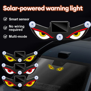Sensor getaran bebas kabel bertenaga surya mobil LED dinamis layar tampilan mata setan lampu peringatan tabrakan anti-belakang