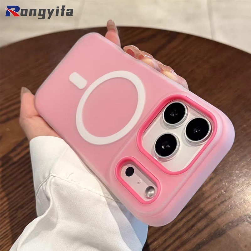 2 in 1 แม่เหล็กปกหลังสําหรับ Xiaomi 17 Pro Max 15T 14T 11T Pro Mi 11 Lite สีลูกกวาดไร้สายชาร์จเคสโทรศัพท์น่ารักกันกระแทกปลอก