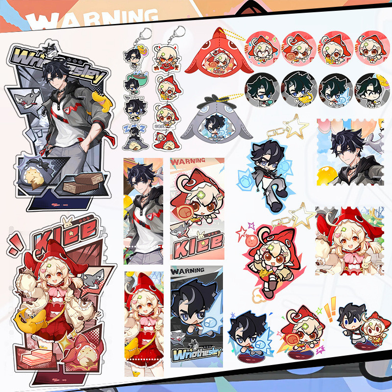 WHISKAS วิสกัส X Genshin Impact Klee Wriothesley Stand อะคริลิคตั๋ว Stub Badge จี้อะนิเมะเกม Merch