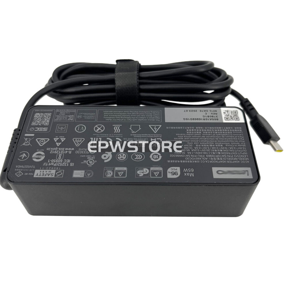 20V 65W USB C AC Adapter Charger สําหรับ Lenovo ThinkPad T490 T490s T495 T495s T590