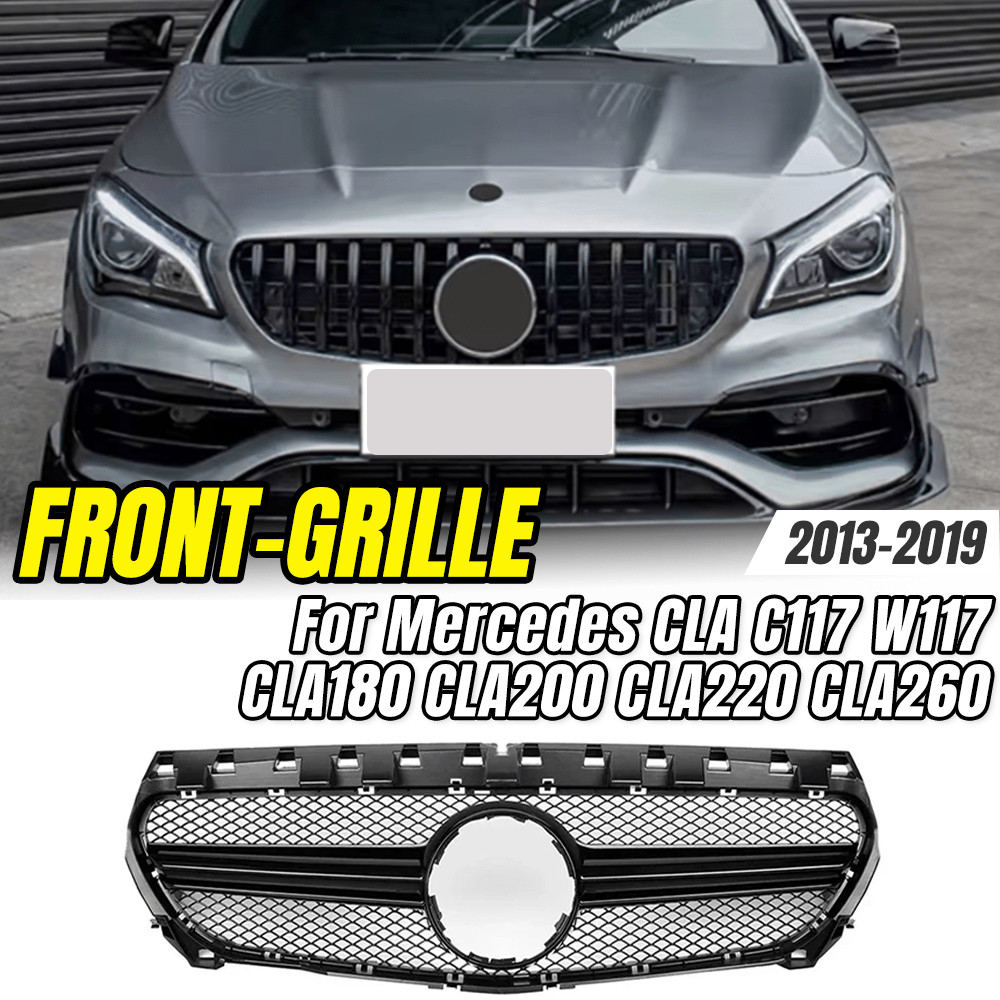 Dành cho Mercedes CLA C117 W117 2013‑2019 CLA180 CLA200 CLA220 CLA260 GTR, kiểu Glossy, màu đen Upper Grille, Perfect Fit, thích hợp cho việc thay đổi, tùy chỉnh, nâng cấp phụ tùng và phụ kiện