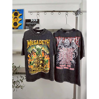Slim-Fit | Oversize vintage เสื้อยืดโอเวอร์ไซส์ผู้ชาย ผ้าฟอกวินเทจ รวมลายเสื้อวง --88