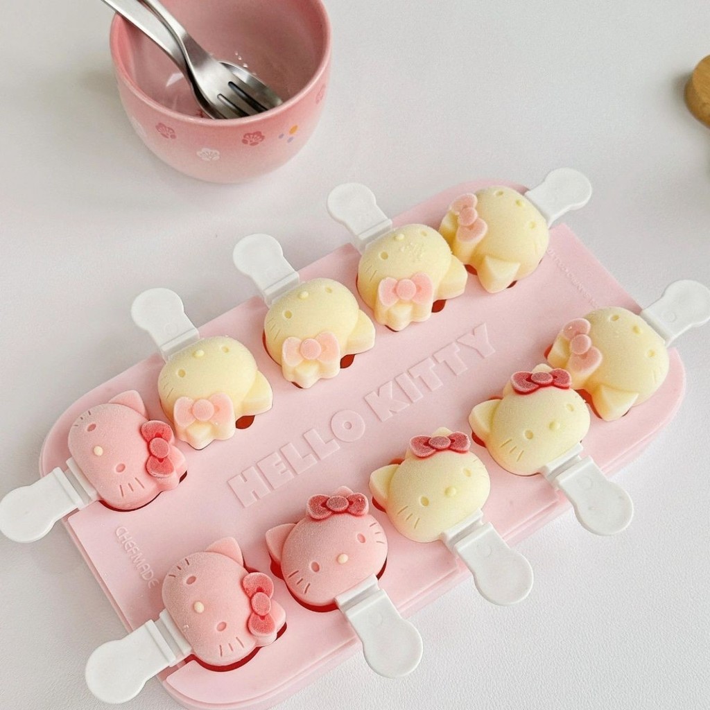 [ข้อเสนอพิเศษจํากัดเวลา] Hello Kitty Popsicle Ice Cream Mold Food Grade Homemade Ice Silicone Ice Cr