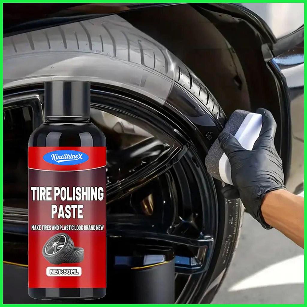 Tyre Shine 50ml Tyre Cleaner Wax พร้อมฟองน้ํายางทําความสะอาดและ Shine สําหรับมองเหมือนใหม่รถบรรทุกรถ