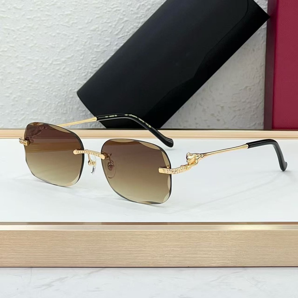 RUY9 Cartie*r 0687New Frameless Fashionable Metal Leopard Cut-Edge Light Luxury Sunglasses with Diam