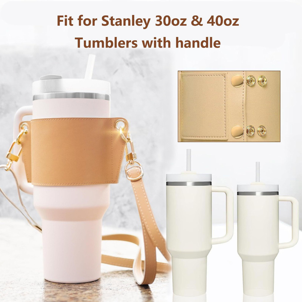 ที่วางแก้วหนัง PU 30 & 40oz Stanley สายสะพายไหล่ปรับได้เหมาะสําหรับ Stanley Cup