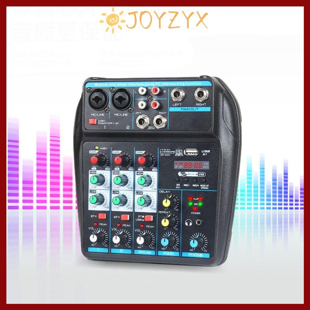 JOYZYX DJ Console Mixer, บลูทูธ 48V Phantom Power Audio Mixer, 4 Channel Portable Monitor Karaoke Sy
