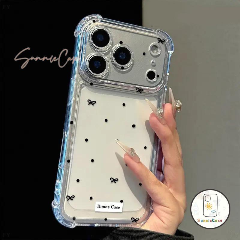 เคสไอโฟน เหมาะสำหรับ iPhone 14 17 15 12 11 13 16 Pro Max XR X XS Max 7 16 15 8 Plus โบว์โนต์ โพลกาดอตส์ ทนแรงกระแทก นุ่ม