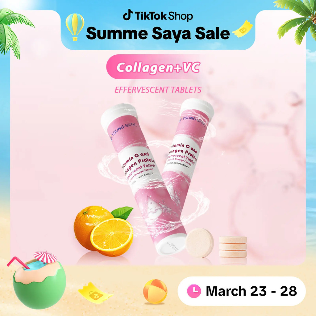 [Official + Local Free Shipping] 9Young-Basic Collagen Protein and Vitamin C Effervescent Tablet, 38