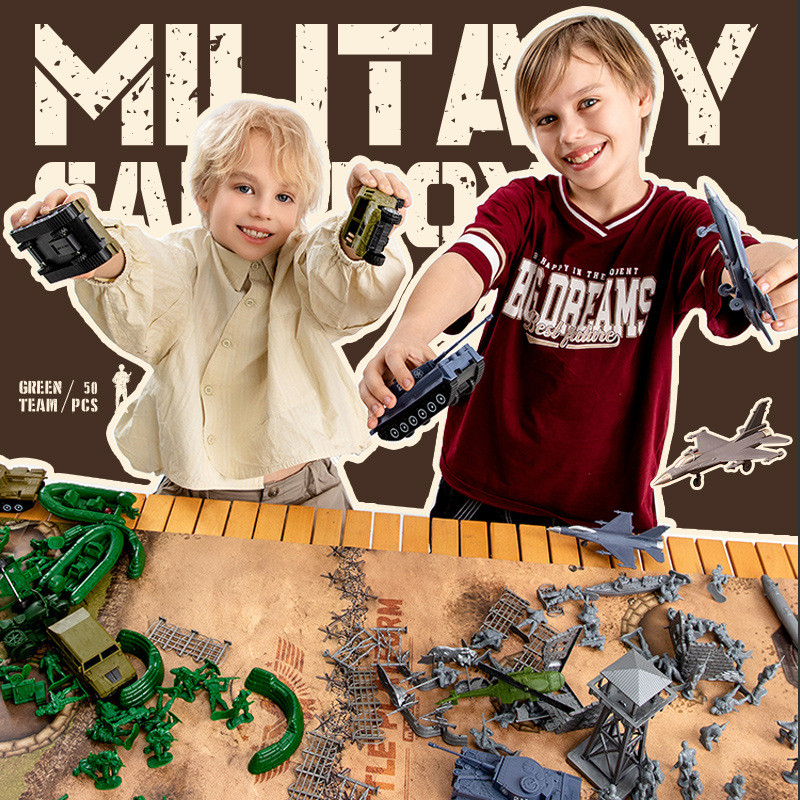 Mobee FireWire Crossing Soldier Gift Box Model Set Military Sand Table Soldier Tank สงครามเด็ก 61 ขอ