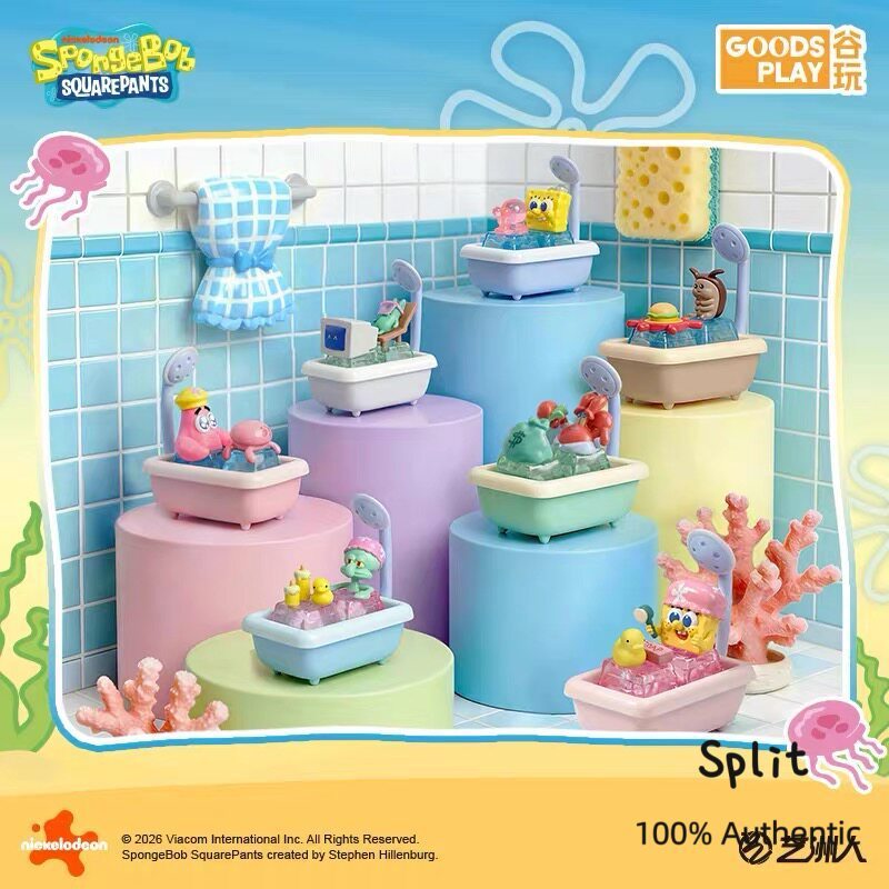 【ในสต็อก】ของแท้ 100%  SpongeBob SquarePants Keycap สินค้าของแท้ภาพยนตร์ขนาดใหญ่ Crab Boss Octopus Brother Doll Mystery Box สามมิติ
