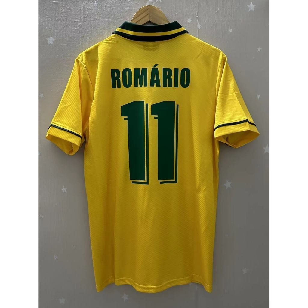 เสื้อยืดฟุตบอลย้อนยุคบราซิล 1994 สั่งทำคุณภาพสูง - Ronaldo, Bebeto, Romario