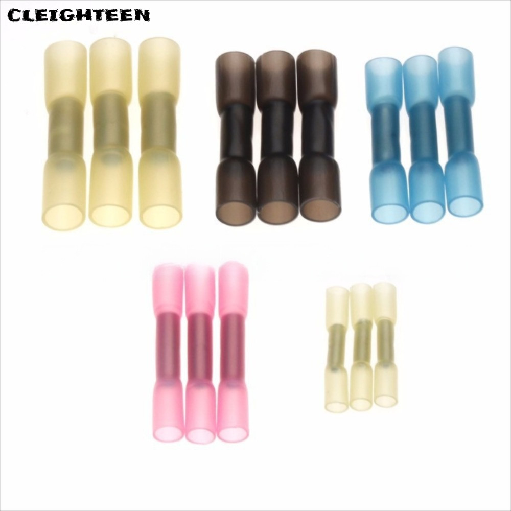 CLEIGHTEEN 20PCS สายไฟรถยนต์ Crimp Terminal, 0.3-6.0mm2 ฉนวนความร้อนหด Butt Wire Connectors, กันน้ํา