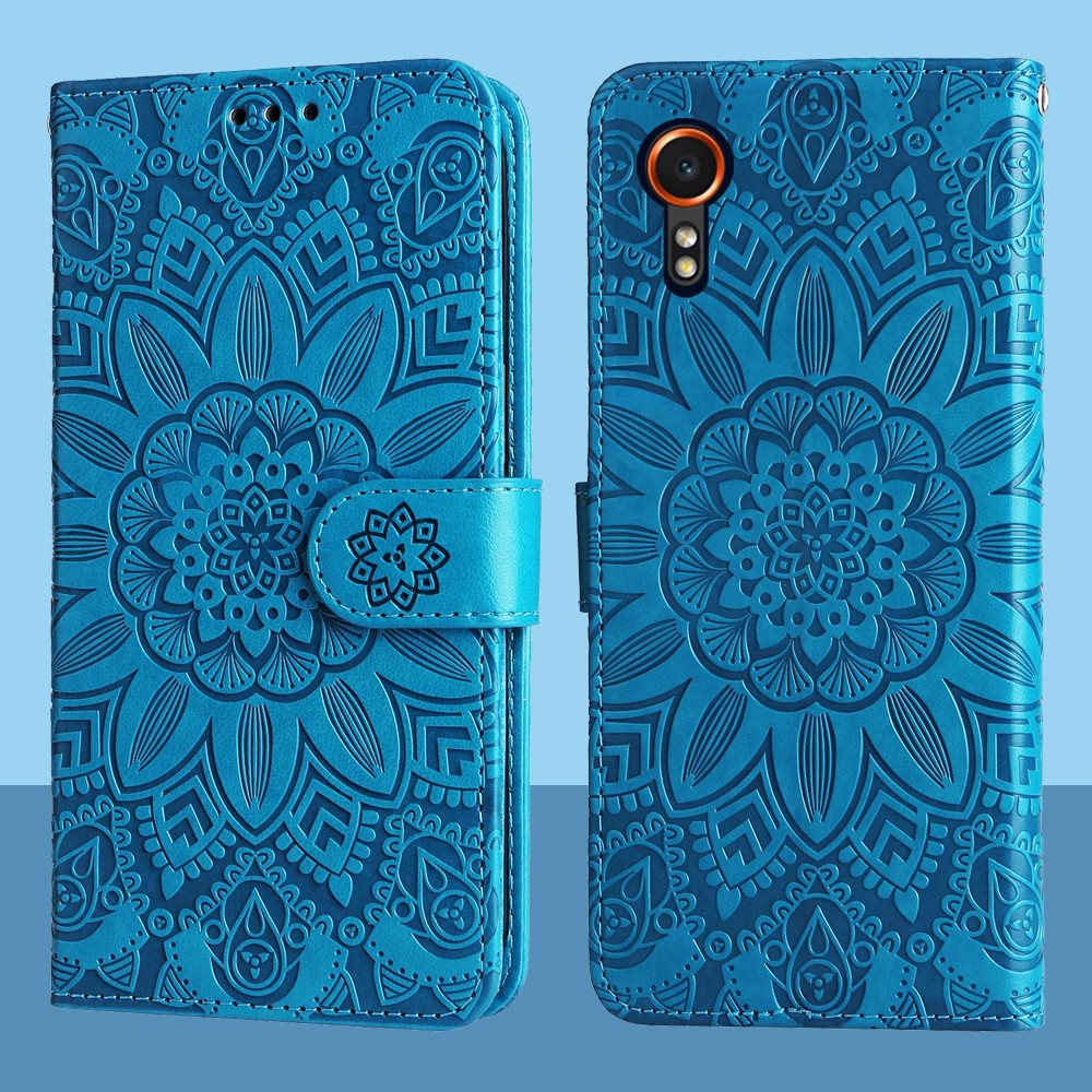 กระเป๋าสตางค์หนังแม่เหล็กสําหรับ Samsung Galaxy Xcover 7 Xcover7 นูนฝาครอบโทรศัพท์ดอกทานตะวัน