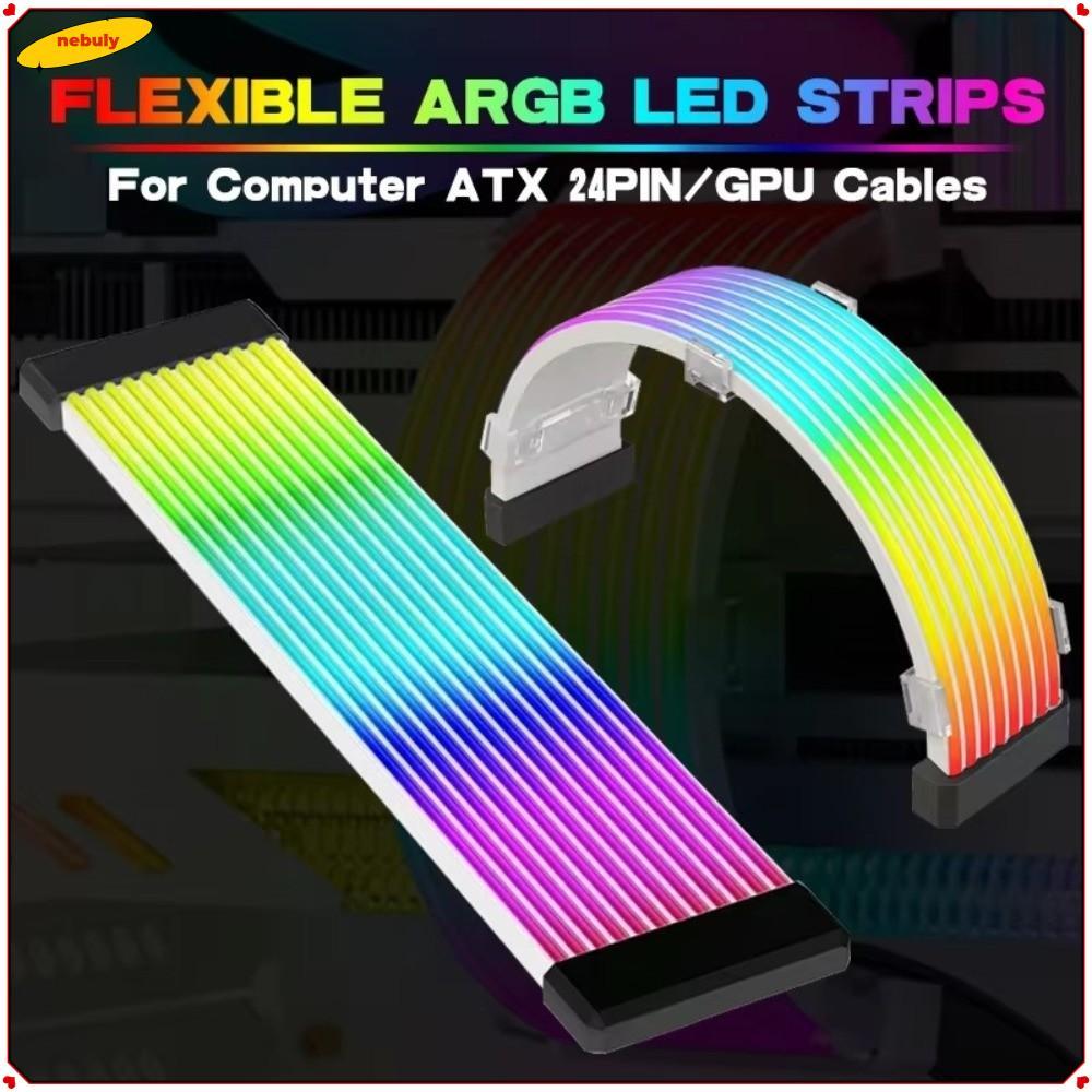 NEBULY ไฟ LED Strip, 8PIN 24PIN ยืดหยุ่น PC Light Strip, สายต่อ DIY ARGB Light Bar