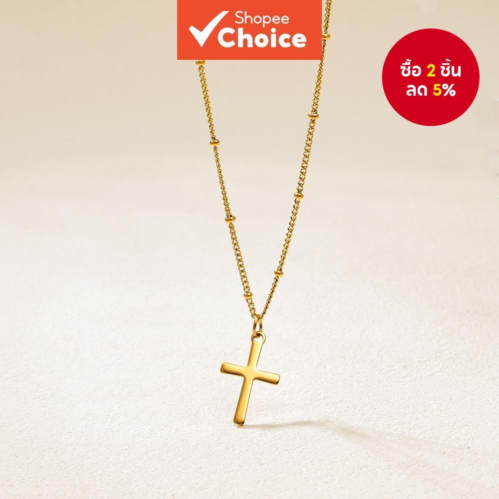 L [สําหรับ JIT เท่านั้น] สร้อยคอจี้ไม้กางเขนชั้นเดียวสแตนเลส 18K ดีไซน์เรียบง่าย ขายส่ง代发