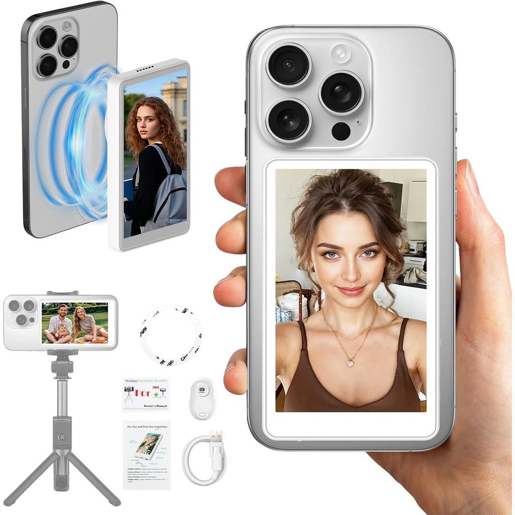 Vlog Selfie Monitor หน้าจอ, โทรศัพท์แม่เหล็ก Vlog Selfie Monitor 4K 30fps รีโมทบลูทูธ, Wireless Back