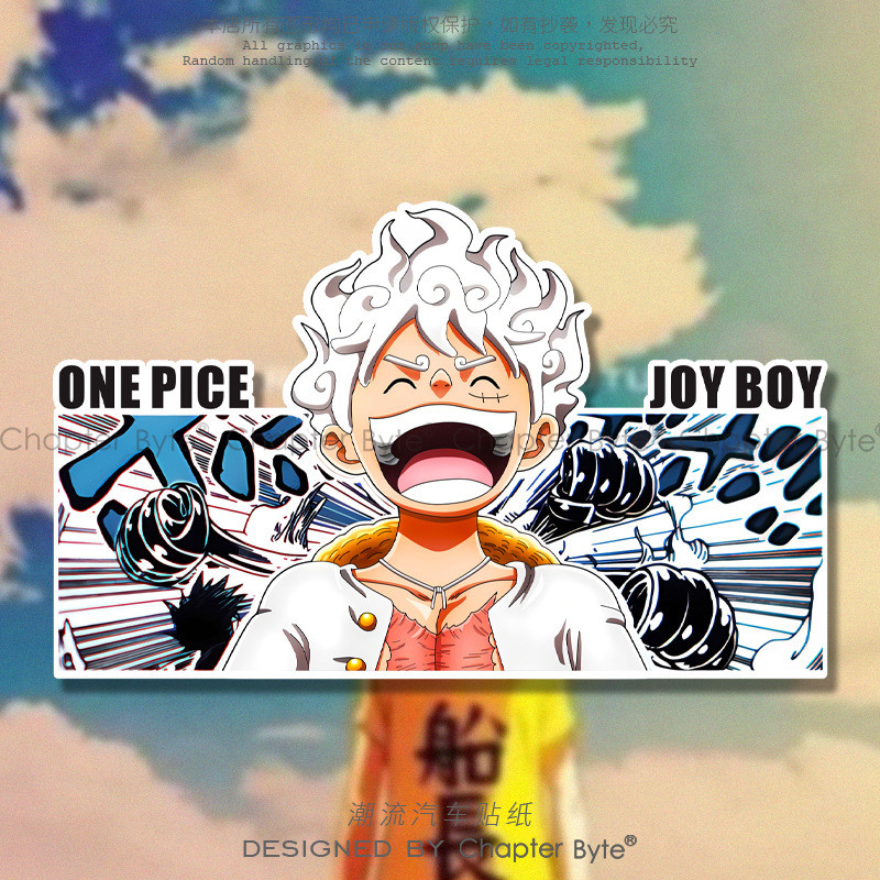 One Piece One Piece Luffy Five-speed Car Sticker Creative Cartoon Car Sticker Computer Case Body Dec