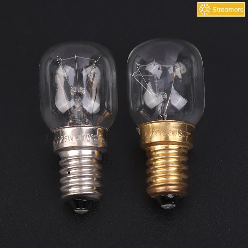 {Streamers} หลอดไฟอุณหภูมิสูง 120/220V 15W 25W E14 300 องศา T22 หลอดไฟเตาอบไมโครเวฟ หลอดไฟ Steamer ห