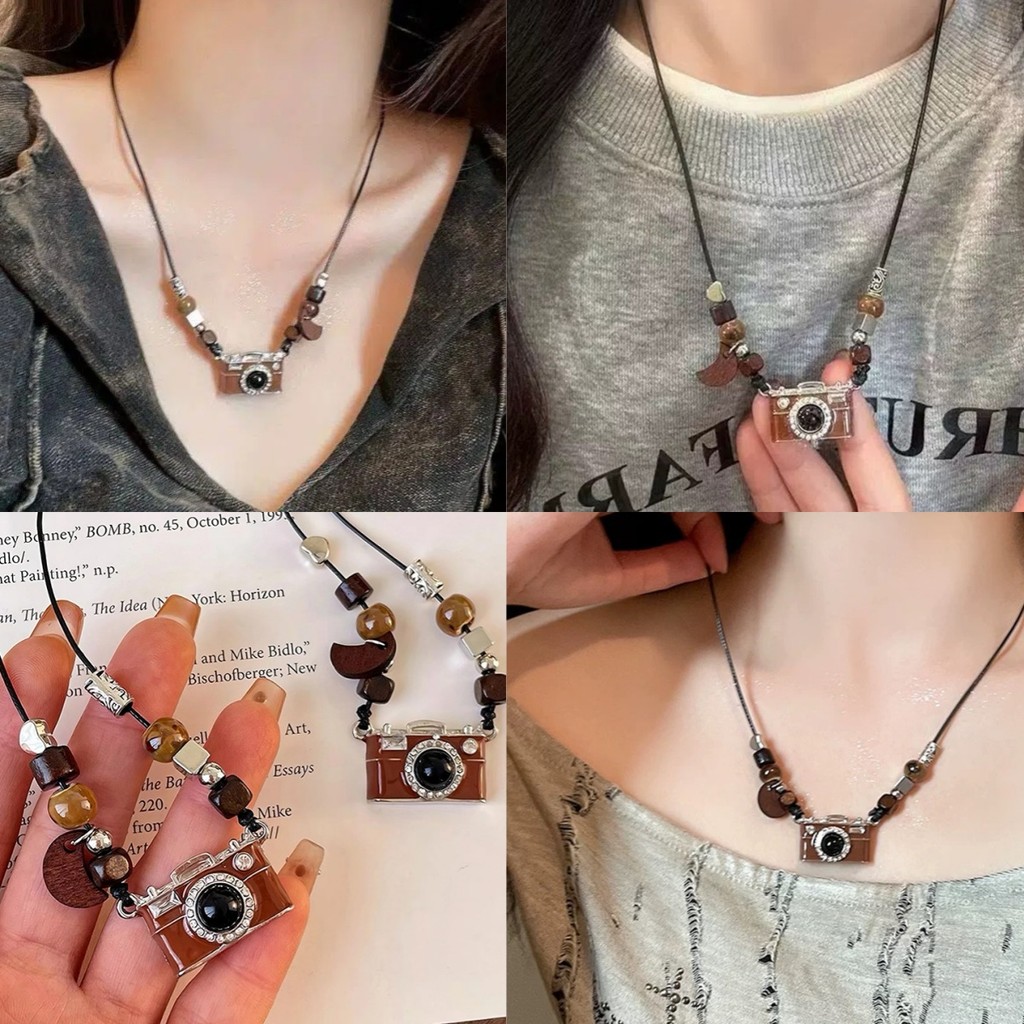 ⭐Soroh⭐สร้องคอ สายเชือก ดีเทลจี้ลายกล้อง สร้อยแฟชั่น ทันสมัย สไตล์เท่ ใส่ง่าย ใหม่ คุณภาพสูง พร้อมส่ง