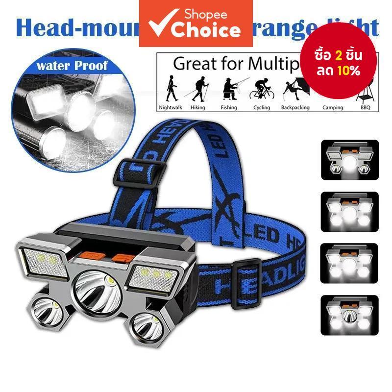 ไฟหน้า นํา ชาร์จใหม่ได้ กันน้ํา และปรับได้ 4 โหมดแสงเหมาะสําหรับการตั้งแคมป์กลางแจ้งเดินป่าและตกปลาถ้ํา