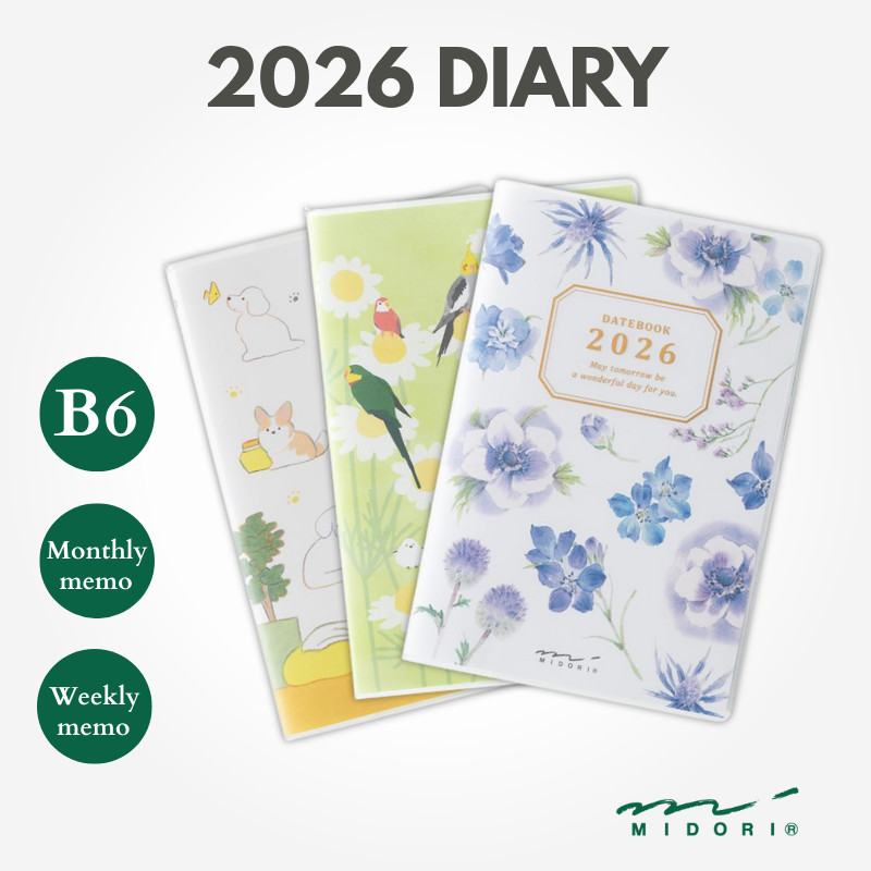 MIDORI Pocket Diary 2026 B6 (Starting January 2026) - Various Designs, Japan Diary/ Journal Statione