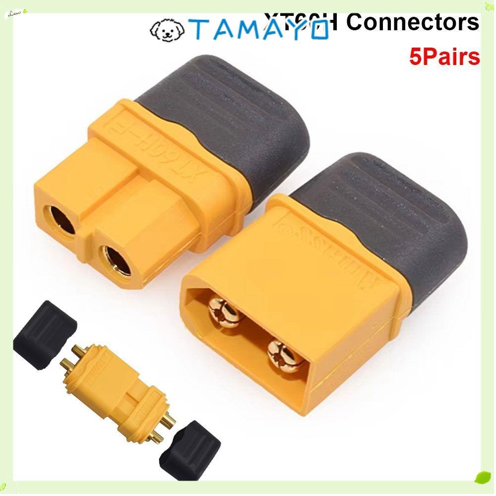 TAMAYO 5 คู่ XT60H Connectors,พร้อม Sheath Housing ทองแดงตัวเชื่อมต่อปลั๊ก,ไนลอนทนทานชายหญิงสายไฟสําหรับแบตเตอรี่ลิเธียม RC เครื่องบินรถ