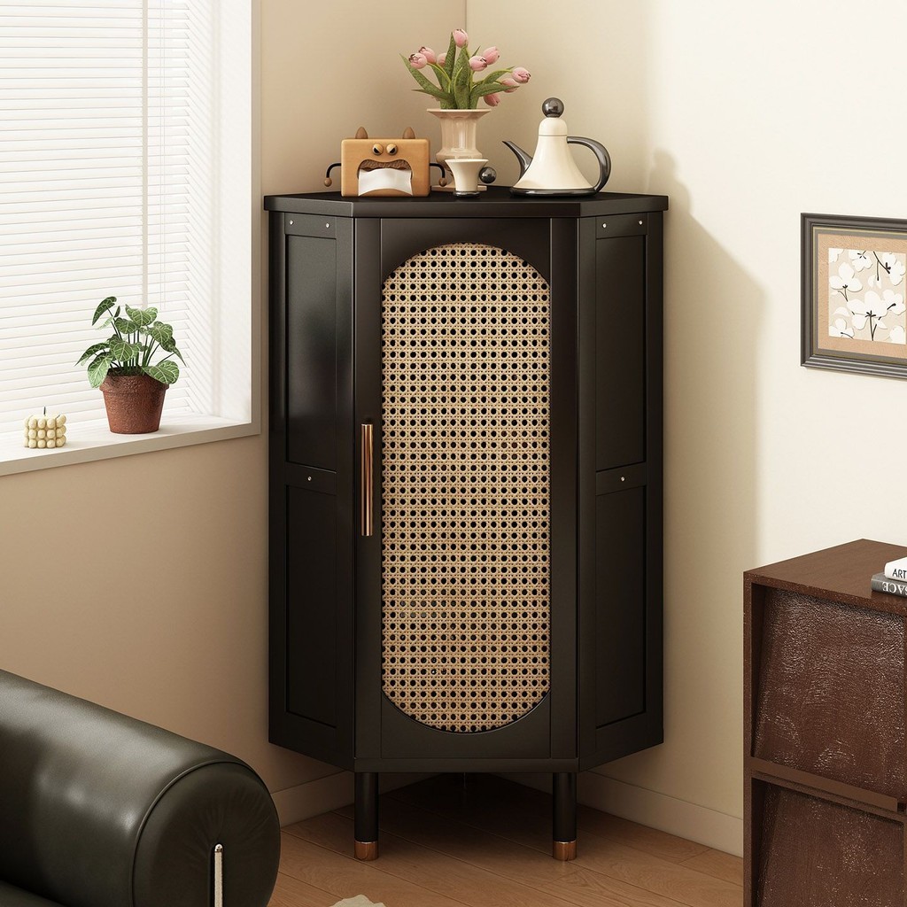 Corner Cabinet Rattan Triangle Cabinet Home Storage Cabinet Multi-layer Storage Wine Cabinet Kabinet