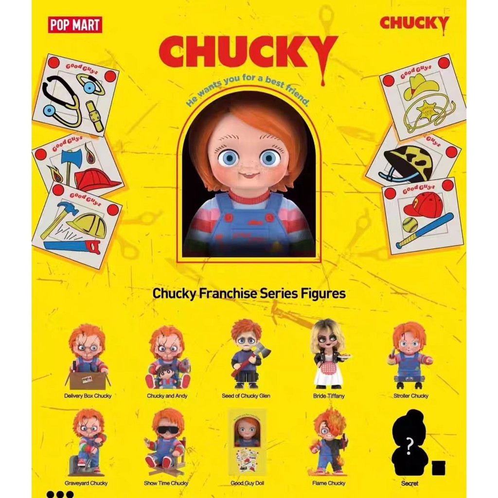 [ของแท้] POPMART Chucky Franchise Series Halloween Action Figure Doll Gift
