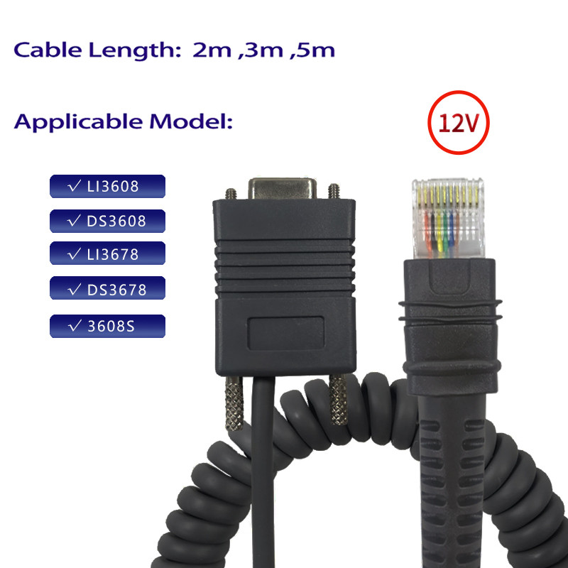 Made in China/Source โรงงานขายตรงแรงดันไฟฟ้า 12V/3m/5m Barcode Scanner Connection Cable/ใช้ได้กับ Sp