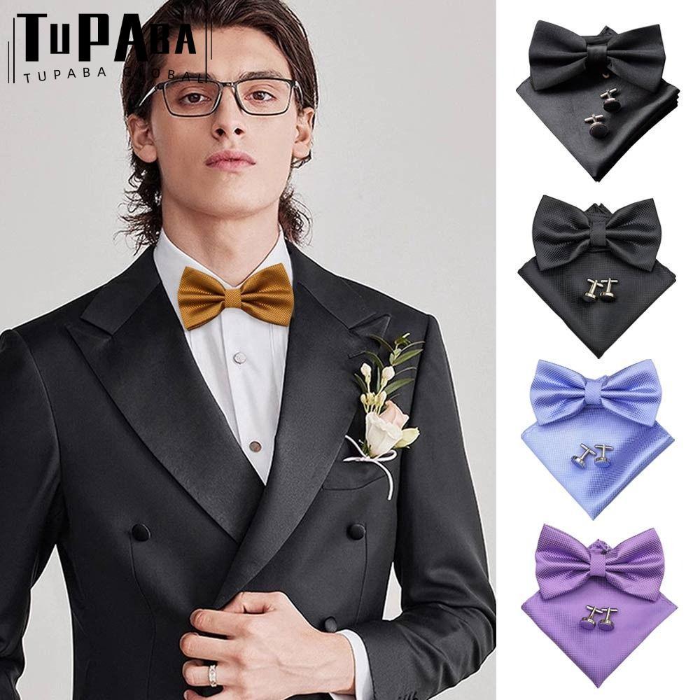 TUPABA 3 ชิ้น/เซ็ตชุดผูกคอ, Luxury Designer Hanky Cufflinks, แฟชั่นธุรกิจ Elegant Jacquard สูทผู้ชาย