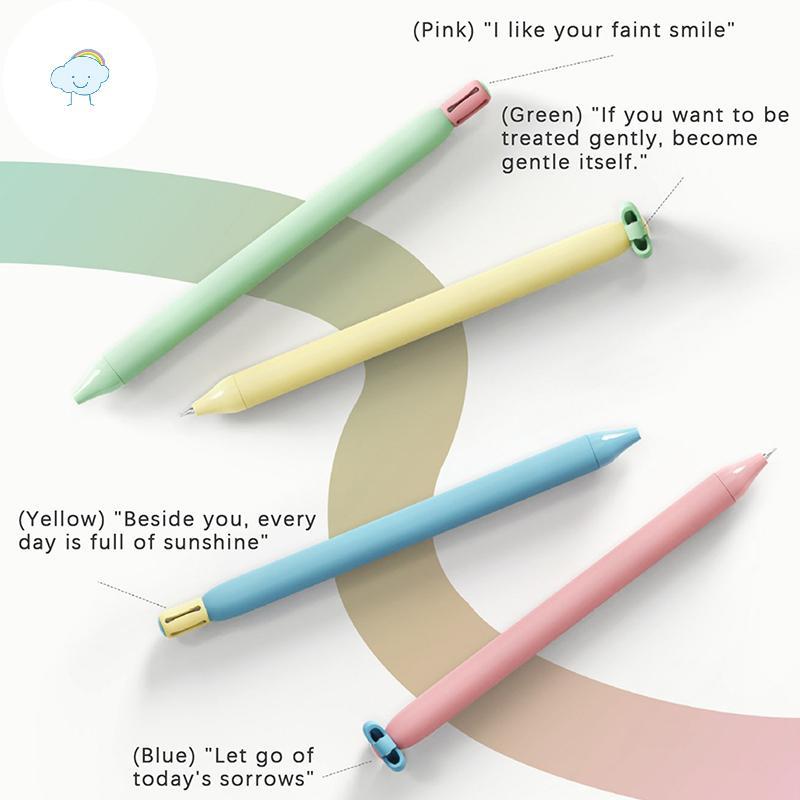 TWOE 1/4 ชิ้นสร้างสรรค์ดอกไม้ขนาดเล็กรูป Push-Button 0.5 มม.สีดํา Quiz ปากกา/ของขวัญปากกา/เครื่องเขี