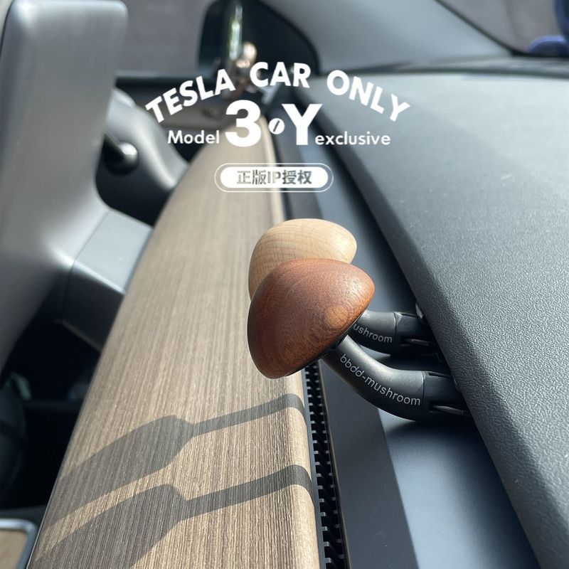Tesla Model3/Y รถอุปกรณ์เสริมรถไม้เนื้อแข็งน้ําหอมเห็ด tesla Air Outlet เครื่องประดับอโรมา K