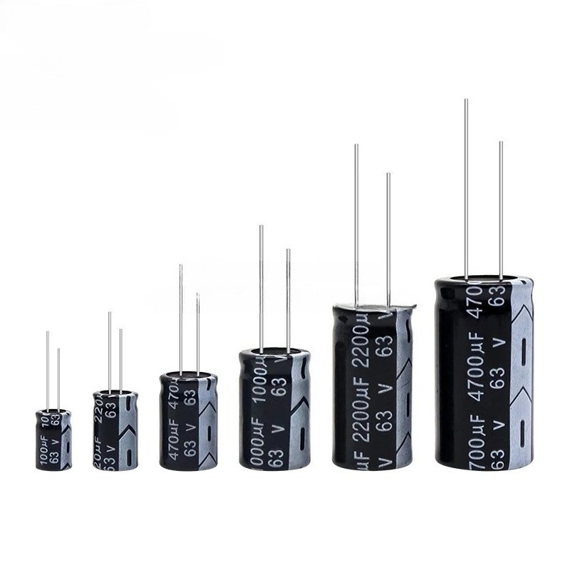 63V อลูมิเนียม Electrolytic Capacitor 10UF 22UF 33UF 47UF 100UF 220UF 330UF 470UF 680UF 1000UF 2200U