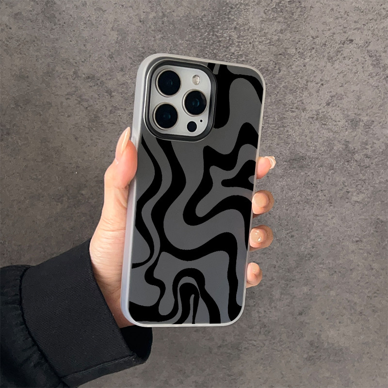 เคสโทรศัพท์แบบ 2 in 1 ซิลิโคนใส เคสเยลลี่ เคสไอโฟน 13 เส้นโค้งดำขาว  สำหรับ iPhone17 16 15 14 13 12 11 Pro Max X XR XS ราคา ถูกที่สุด ดีลบีเคเค แกลเลอรีภาพที่ 4