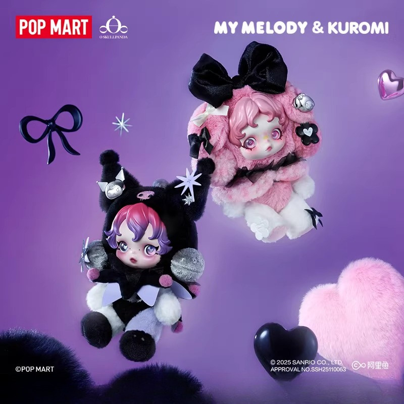 POPMART POPMART SKULLPANDA x Melody Kuromi ตุ๊กตาจี้ตุ๊กตา