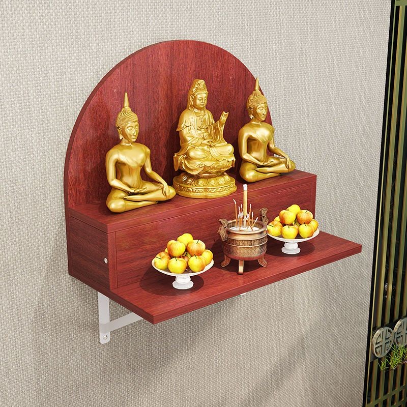 ใช้ได้จริงแบบย้อนยุค Wall-Mounted Buddha Shrine Buddha Cabinet Shrine Budhf Wealth Guany Bodhisattva