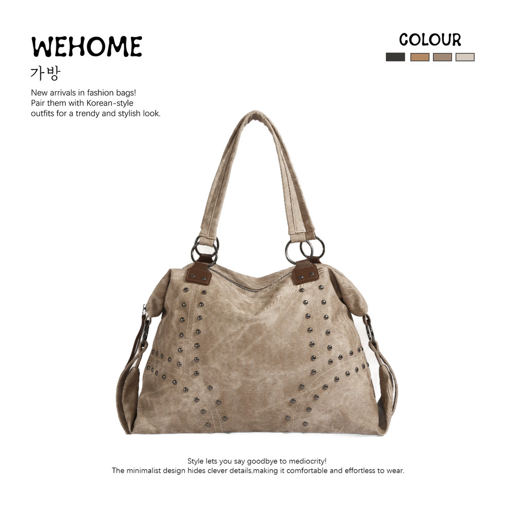 WEHOME Abigail Bag สไตล์เกาหลี สไตล์คาซิวัล เป้เป้สำหรับทำงาน ปริมาณมาก tote bag
