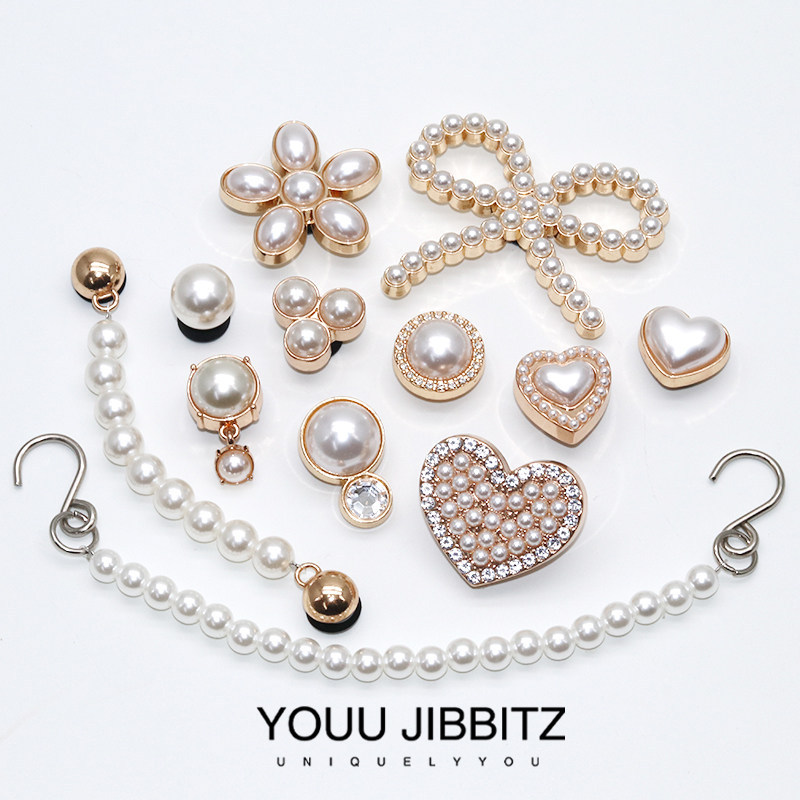 jibbitz crocs ของแทั missyp jibbitz Crocs ของแท้ Zhibixing Metal Pearl Shoes ดอกไม้