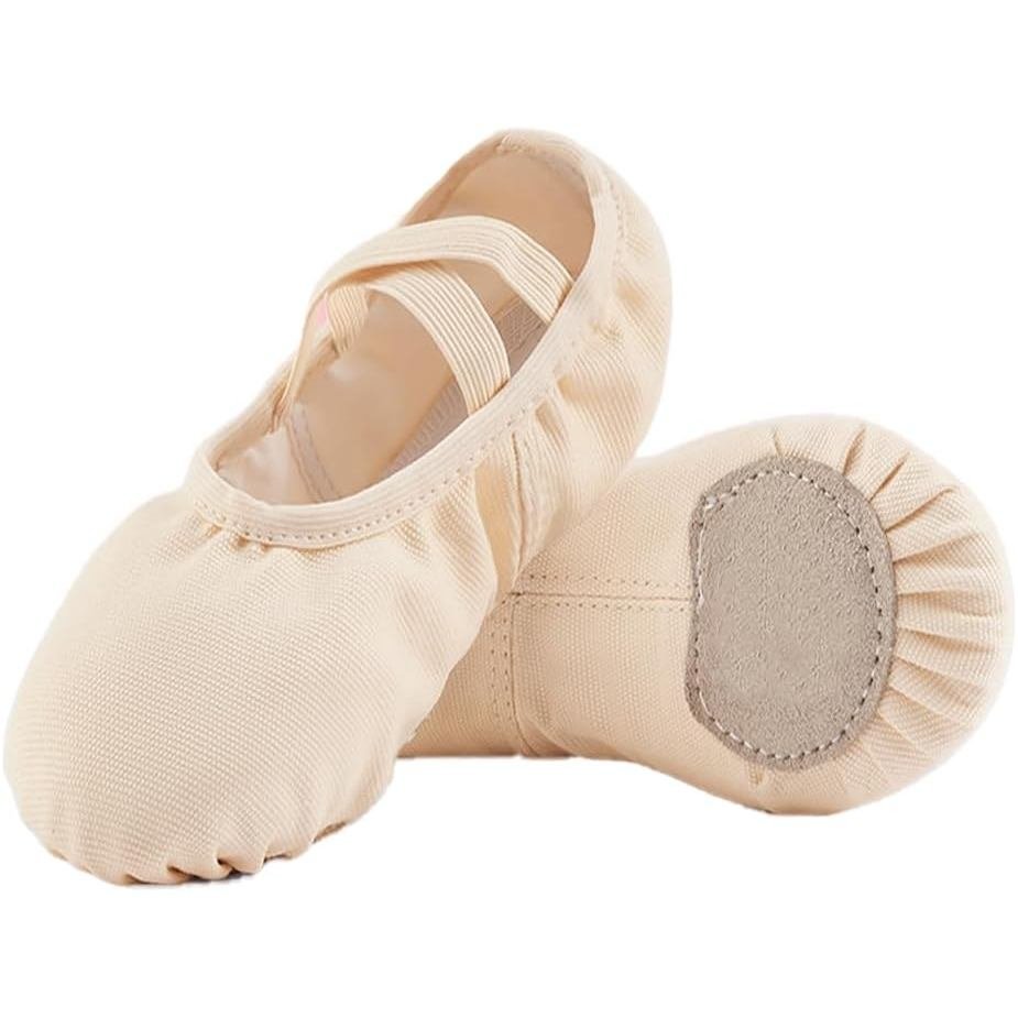 Girls Ballet Dance Shoes Canvas Ballet Slippers for Kids Split Sole Ballerina Flat Shoes