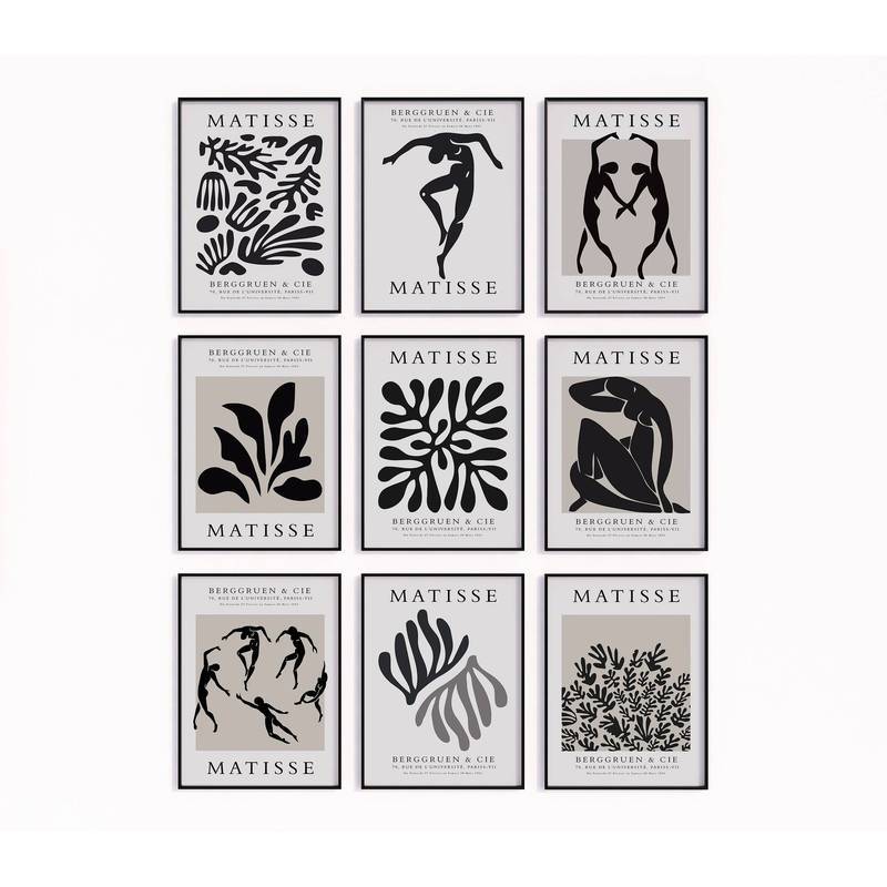 Matisse บทคัดย่อ Cutout ผ้าใบ Wall Art Neutral Tone ห้องนั่งเล่นตกแต่ง