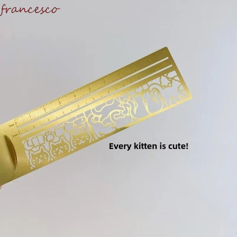 FRANCESCO Cat Pattern Ruler, Double-Sided Stationery Tool Cat Template Ruler, Multifunctional Precis