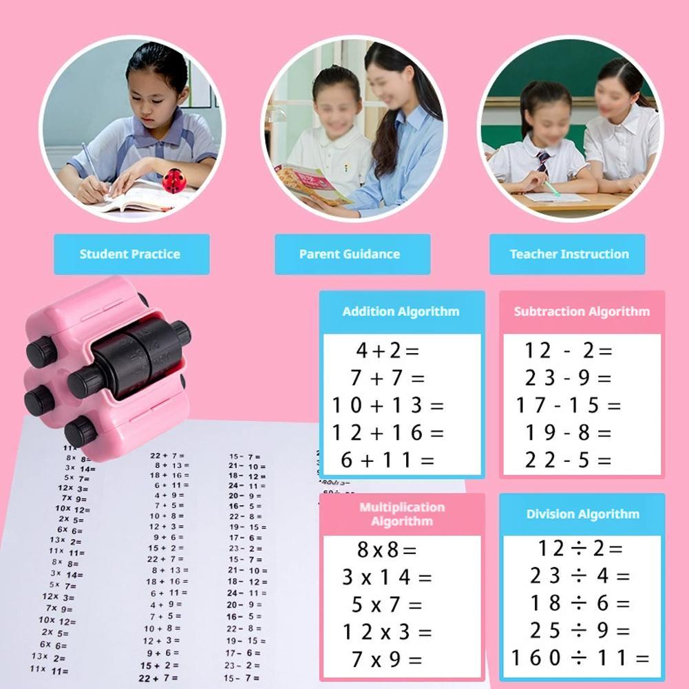 4 In 1 คณิตศาสตร์ Roller แสตมป์ชุดบวกลบ Multiplication Division Rolling แสตมป์สําหรับ S8S1