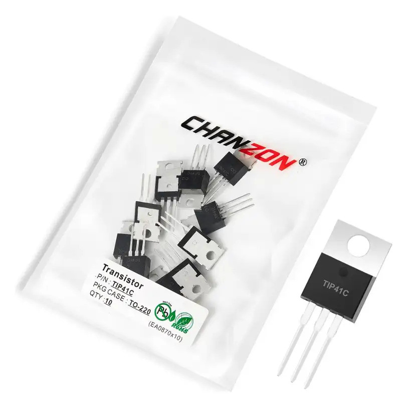 10pcs TIP41C TO-220 NPN Darlington ทรานซิสเตอร์ Bipolar Junction BJT ที่มีประสิทธิภาพ Triode หลอด Fe