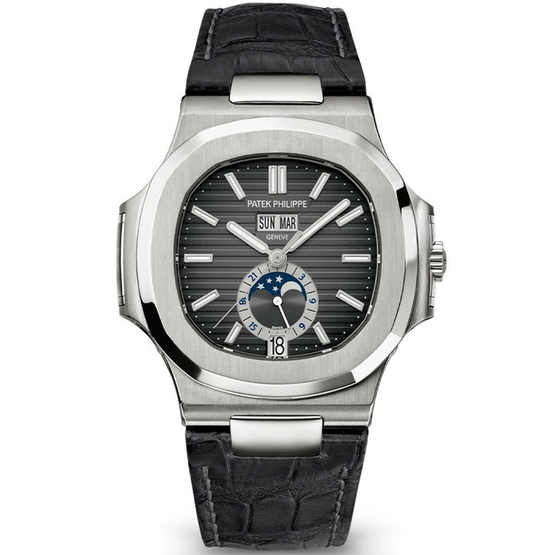 ชุด PP.Patekes Philippesee กีฬา Elegant Parrot Snail Moon Phase นาฬิกาผู้ชายอัตโนมัติ 5726A-001