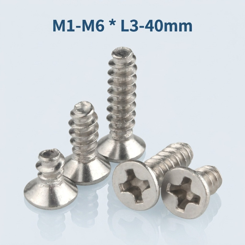 น็อต สกรู หัวเตเปอร์ แฉก F+ สแตนเลส 304 เกลียวมิล หยาบ M1-M6 * L3-40 มม / Flat Head Phillip Machine Screw SUS304 YEDA
